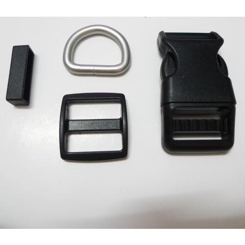 25 Sets 1" 25mm Dog Collar Hardware Curved Side Release Buckle D Ring Set