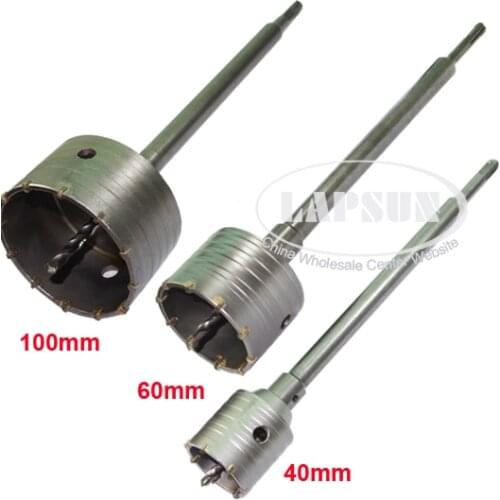 30mm - 160mm Wall Impact Hole Saw Holesaw Drill Bit Tool Kit Cutter SDS Plus / SDS MAX Hummer Shaft Connector Rod Masonry Stone