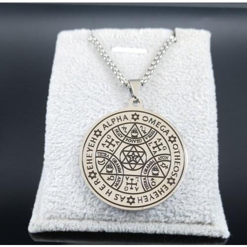 Magic Stainless Steel Necklace Mens Star of David Pendant Talisman Pentacle of Solomon Seal Necklace Jewish Jewelry Gifts N3211S