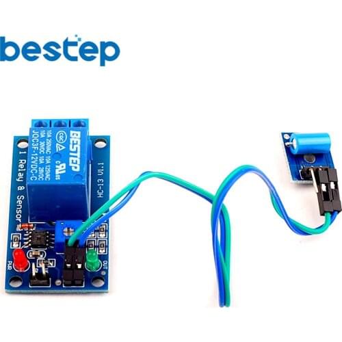 12V Normally Closed Vibration Sensor Module Plus Relay Module 2-in-1 Module Alarm Triggered Vibration Module