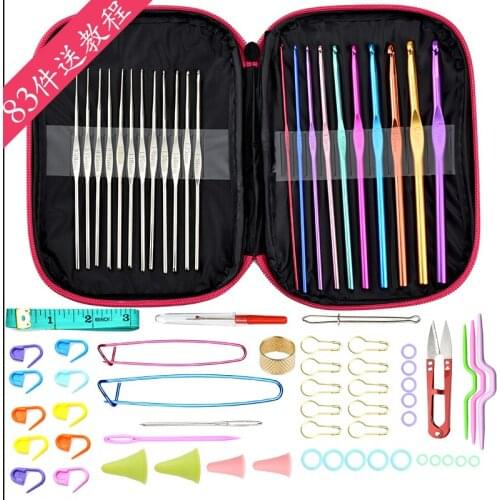 83pcs Woolen Crochet tool suit Hand knit Non stainless steel Aluminium hook Hand knitting needle doll Hooked needle for slippers