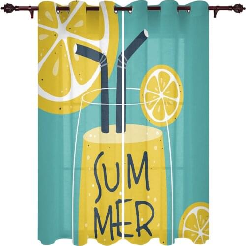 Lemon Juice Fruit Juice Window Curtains for Living Room Kitchen Bedroom Drapes Kids Room Home Decor Curtain