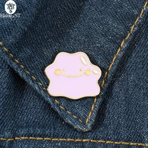 Wholesale 10 Cute Cloud Elf Brooches Purple Marshmallow Enamel Pins Funny Cartoon Badge Jewelry Gifts For Kids