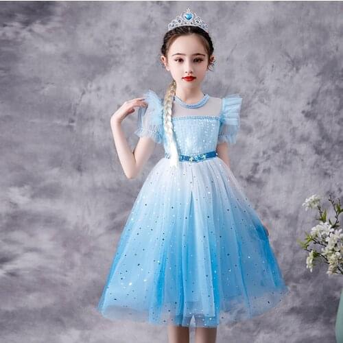Elsa Dress for Baby Girls Snow Queen Cosplay Costume Children Christmas Party Tutu Dresses Gradient Sequin Clothing Halloween