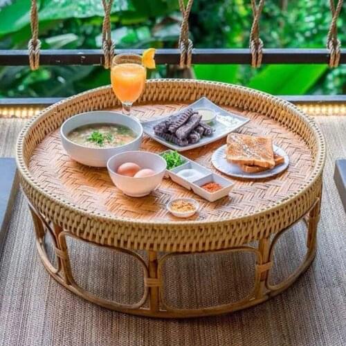 Tray Coffee table Handmade rattan storage small table Portable outdoor picnic table Size XL