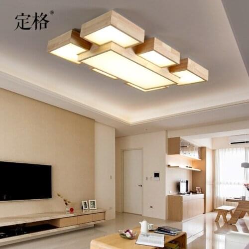 Nordic simple real log rectangle LED living room dining room ceiling ceiling light non - style light