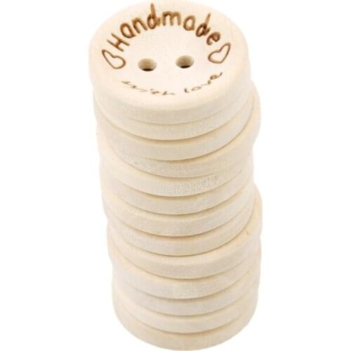 Carving handmade with love Wood Buttons Flatback Wooden button Sewing Tools DIY Scrapbook Patchwork Craft