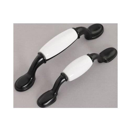 96mm Drawer pull handle black kitchen cabinet handle pull white ceramic dresser cupboard pull white black furniture handle pull