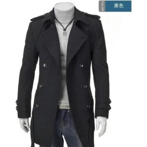 Grey casual long sleeve wool coat men 2020 jackets and coats mens double-breasted wool overcoats winter short trench jacket
