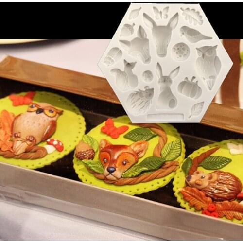 Animal Silicone molds rabbit owl pumpkin Shaped Fondant Cake Mold Backware Baking Cooking Tools Sugar Cookie Jelly Pudding Decor