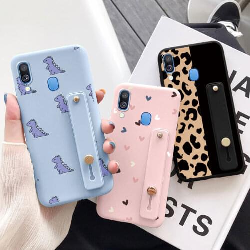 For Samsung A40 Case Cartoon Silicone Phone Cases For Samsung Galaxy A40 A 40 A405 SM-A405F A405F 5.9'' Wrist Strap Holder Cover