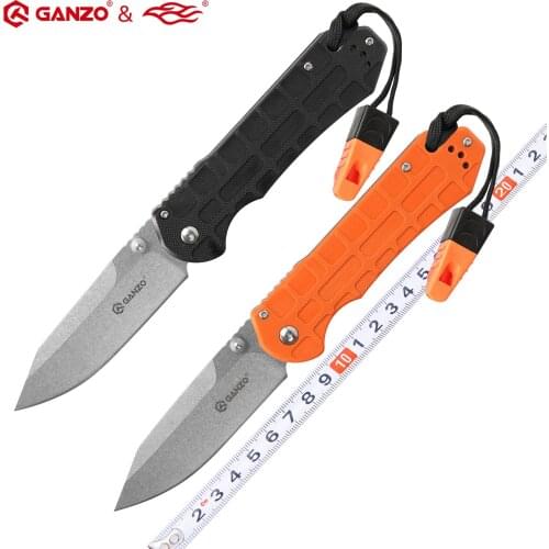 58-60HRC Ganzo G7452P 440C G10 Handle with a whistle Folding knife Survival Camping tool Pocket Knife tactical edc outdoor tool