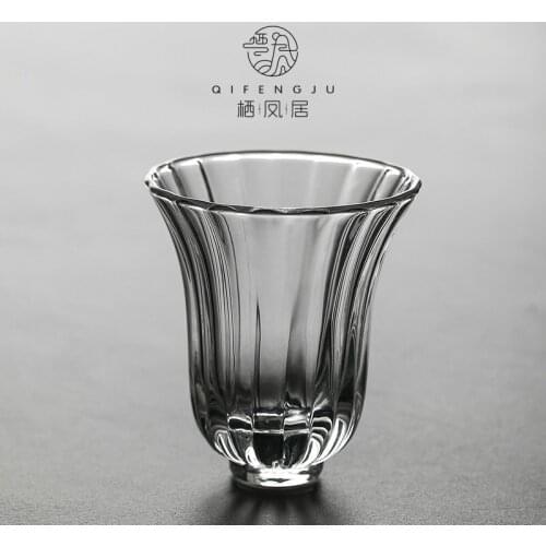 High temperature resistant glass tea cup handmade small household Japanese ribbed mouth personal teacup single cup