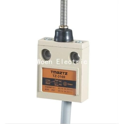 Tmaztz TZ-3169 IP67 4Wire Roller Lever Plunger Limit Switch SPDT NO+NC Copper wire 3M