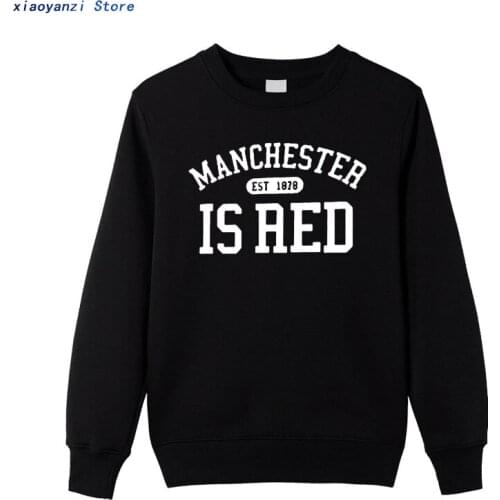 United Kingdom Red Letter Printed Cotton printed Hoodies Sweatshirt O Neck Men Manchester Tops Sweatshirt Plus Size