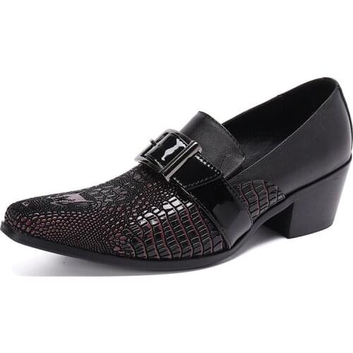 Luxury Men Oxford Shoes Men Dress Shoes Leather Italian Red Black Pointed Toe High Heels Wedding Office Formal Shoes