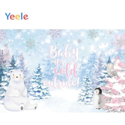 Winter Snowflake Tree Polar bear Baby Shower Birthday Party Vinyl Backdrop Photography Photographic Background For Photo Studio