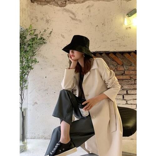 High end windbreaker coat autumn 2021 new medium long small man fashion temperament Korean slim coat woman