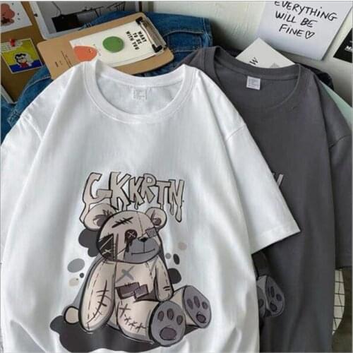 European American Style Women T shirt Retro Print Short Sleeve O Neck T shirts Woman Loose Style T-shirt Femme