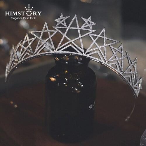 HIMSTORY Gorgeous Crown Tiara de Noiva Star Designs Wedding Hair Accessories Women Head Jewelry Zircon Bridal Headband Jewelrie