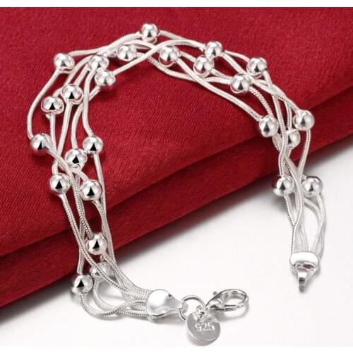 BABYLLNT New Design Multi-Line Beading Charm Bracelets for Women 925 Sterling Silver Jewelry Snake Chain Bracelet