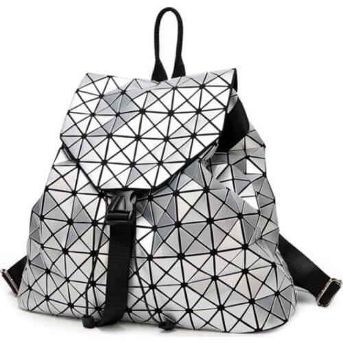 Women Backpack Feminine Geometric Plaid Sequin Female Backpacks For Teenage Girls Bagpack Drawstring Bag Holographic Backpack
