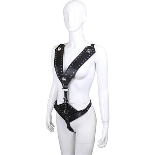 Woman and Men Harness Lingerie Hot extoic Bondage Sexy PU Leather Bra Black Adjustable Party Club Festival Rave Sexy Crop Tops