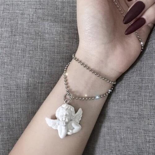 1 Pcs Women Necklaces Boho Angel Cupid Love God Silver Color Chain Pendant Long Necklace Lady Fashion Party Jewelry Gift