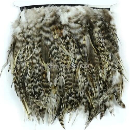 10Meters/lot!4-6inches height Saddle hackle feather fringe natural grey chinchila colour feather trim freshipping