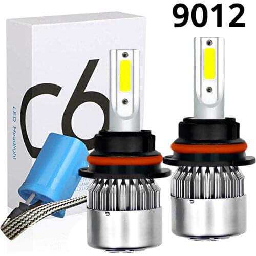 2pcs C6 Fog Light 9012 Type Super Bright Led Waterproof head Lamp COB Auto Headlight 72W Spot Lights Car Bulb for Night Daylight