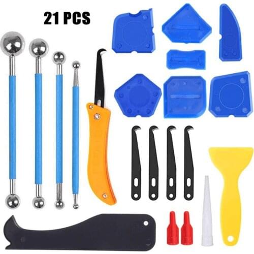 21Pcs/set Caulking Tool Tile Floor Joint Repair tool Ceramic Tile Gap Hook Knife Double Steel Pressed Ball Stick Scraping Tools