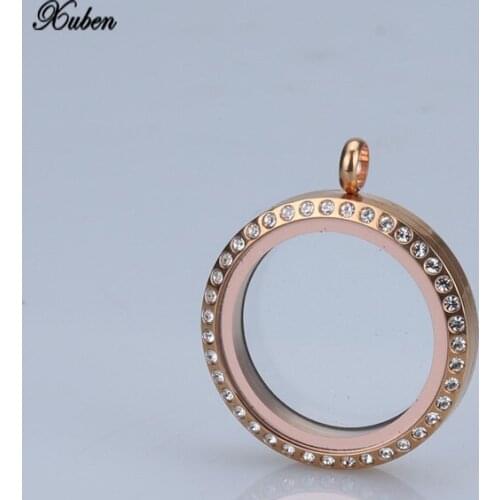 30 mm Round Crystal Pendant glass box Rhinestone Floating Memory Living Necklace pendant