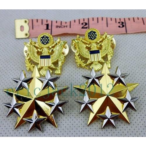 4pcs Set US Army Six Star Rank Insignia Badge Pin US Officer Shoulder Eagle Badge Military Store