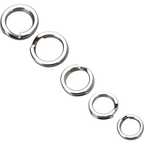 50Pcs Black And White Nickel Stainless Steel Flattened Double Ring Lure Connecting Fishing Accessories PJ0005