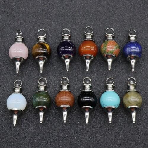 6/12PCS Mixed Color Divination Pendants High Quality Natural Stone Women Jewelry Necklace Pendant Balancing Pendulum Amulet