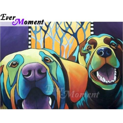 Ever Moment Diamond Painting 5D DIY Full Square Drill Dogs Tree Picture Of Rhinestone Mosaic Diamond Embroidery Decor ASF1911