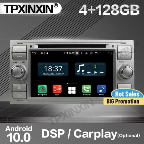 128G Carplay Car Radio 2 Din Stereo Receiver Android 10 For FORD OLD 2006 Silver GPS Player Audio Head Unit