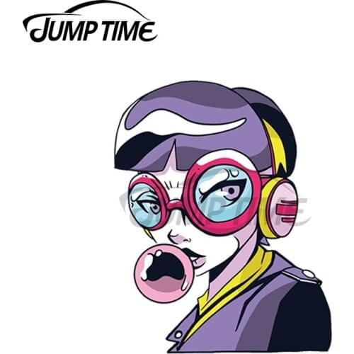 JumpTime 13 x 6.3cm Girl Glasses Bubblegum Auto Decal Fashion Occlusion Scratch Anime Car Stickers Suitable for Fold GTR EVO SX