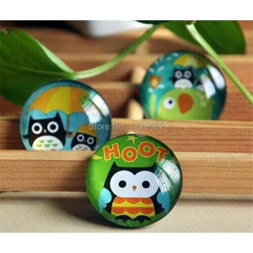 Free shipping (3pcs/set )Kawaii Owl Round Crystal Glass fridge magnet Novelty message sticker Crystal Art Craft Cute home Decor