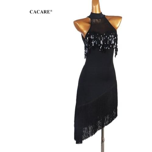 CACARE Latin Ballroom Dance Competition Dresses with Fringes Latina Waltz Dress Standard Dance Dress D0107 with Tassel Bust Hem