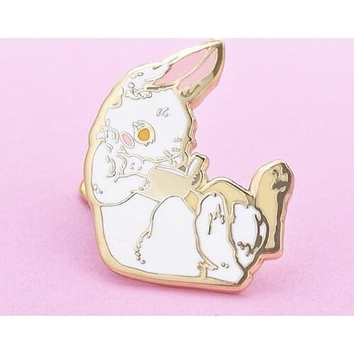 Reading Book White Rabbit Enamel Brooch Pin Backpack Hat Bag Collar Lapel Pins Badges Women Mens Fashion Jewelry Accessories