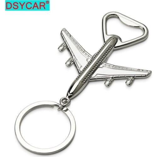 DSYCAR 1Pcs Plane Keychain Zinc Alloy Beer Bottle Opener Tool Wine Accessories Key Ring Key Chain