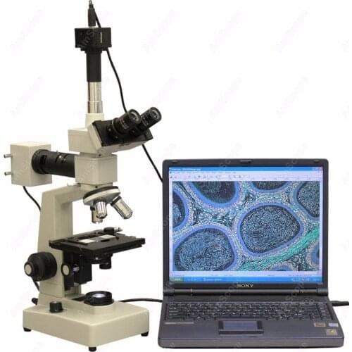 Two Light Metallurgical Microscope--AmScope Supplies 40X-2000X Two Light Metallurgical Microscope + 14MP Digital Camera