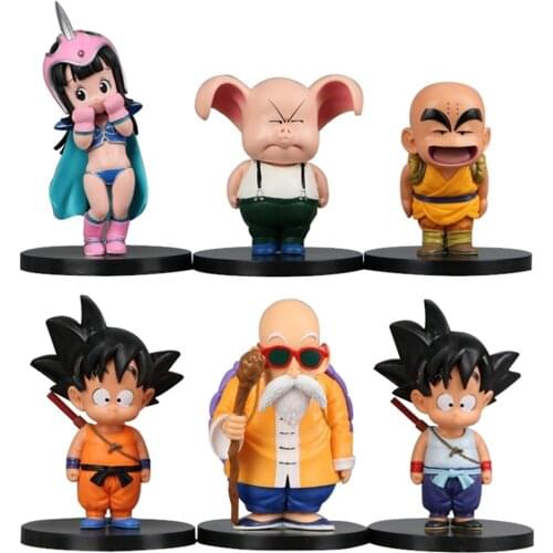 Dragon Ball Goku Chichi Kuririn Kame Sennin Uron Anime Figures PVC Action Figures Collectible Model Toys Car Decoration 15.5CM