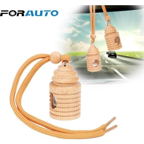 FORAUTO Perfume Pendant 4ml for Essential Oils Car Perfume Empty Bottle Wood Hanging Glass Empty Bottle Air Freshener Bottle