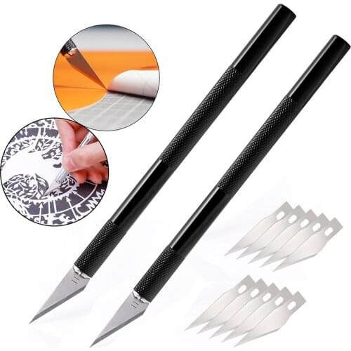 FOSHIO 2PCS Carving Scalpel Knife Vinyl Wrapping Car Sticker Carbon Film Cutter Cutting Craft Knife+10 Blade DIY Car Goods Tool