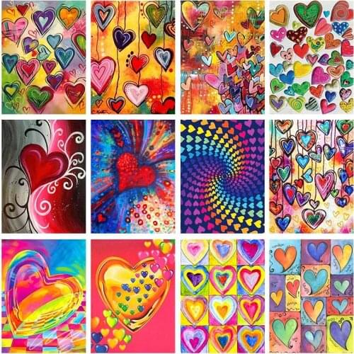 Love Shape Colorful DIY Diamond Painting Cross Stitch Lover Couple Mosaic Embroidery Art Living Room Decor Wedding Gift