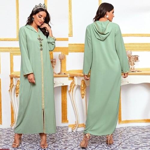 Muslim Fashion Abayas For Women Arabic Turkish Hooded Long Dresses Diamonds Kaftan Dialaba Dubai Women Islamic Clothing 2021