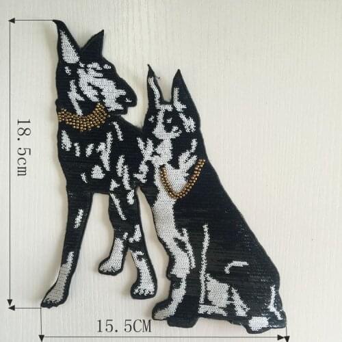 2018 New twodog With Sequined Patches Fashion Applique sew on Patch for Clothes Bags DIY Decal Apparel Accessory 1pcs