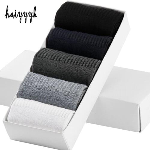 5 Pair Bamboo Fiber Mens Socks Spring Autumn And Winter Compression Socks Breathable Anti-Bacterial Deodorant Dress Socks Men